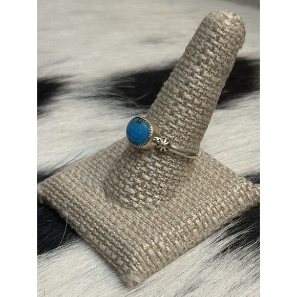 Native American Sterling Silver Blue Turquoise Concho Dome Stacker Ring 10 - Picture 4 of 8